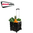 Streetwize foldable shopping trolley with sturdy handle and spacious bag, designed for easy transport and compact storage.