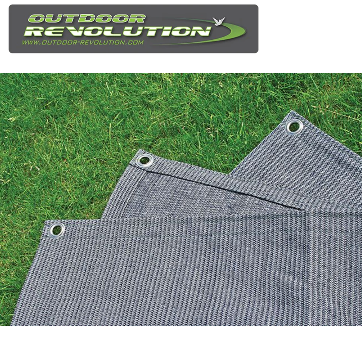 Outdoor Revolution Treadlite Awning Carpet in various sizes, showcasing a durable, textured surface ideal for outdoor use.