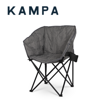Dometic Kampa Tubb Chair in grey with padded seat and backrest, lightweight portable outdoor camping chair.