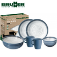 Brunner Tuscany Tete-A-Tete 8-piece melamine dinnerware set with plates, bowls, and cups in a stylish design.
