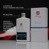 Autoglym UHD Shampoo bottle with a sleek design, surrounded by bubbles, ready for vehicle cleaning.