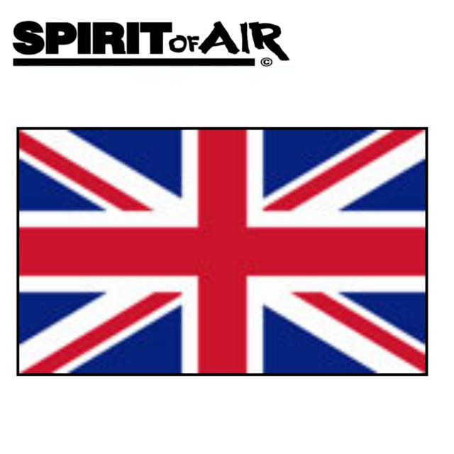 Spirit of Air UK Union Jack flag, 5ft x 3ft, shown hanging with vibrant colors and detailed Union Jack design.