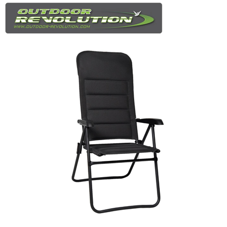 Outdoor Revolution Vicenza Highback Recliner Chair in a relaxed position, showcasing its comfortable design and sturdy frame.