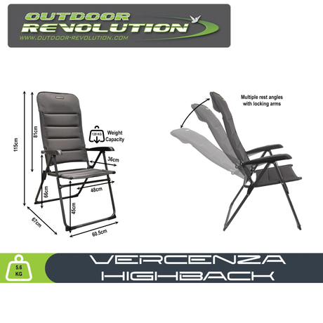 Outdoor Revolution Vicenza Highback Recliner Chair with a comfortable design and adjustable reclining feature in a scenic outdoor setting.