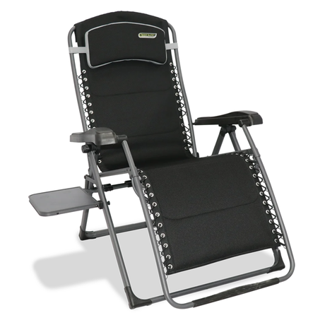 Quest Leisure Vienna Pro Relax XL recliner chair with plush cushioning and wooden armrests, shown from a side view.
