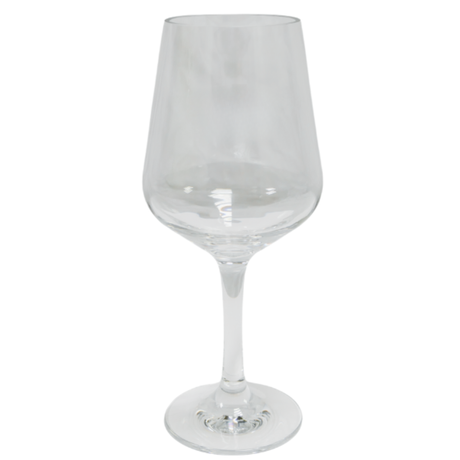 Alfresco wine glass with 290ml capacity, clear glass, elegant shape, designed for serving wine.