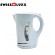 Swiss Luxx 1 Ltr cordless kettle in white, featuring a sleek design and ergonomic handle for easy pouring.