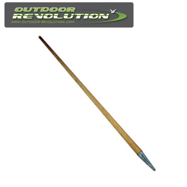 Outdoor Revolution wooden windbreak pole set against a backdrop of grass and sky, showcasing its sturdy design.