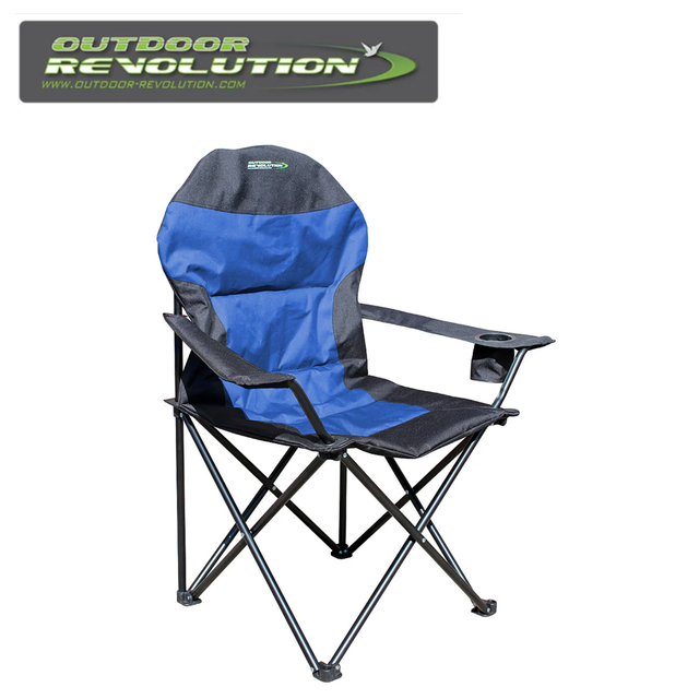 Outdoor Revolution Highback XL Chair in navy blue and black, featuring a tall backrest and sturdy frame for outdoor comfort.