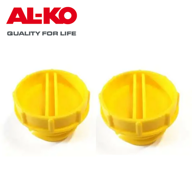 ALKO replacement receiver cap in yellow, two-pack by Crusader, showcasing durable design and secure fit for various applications.