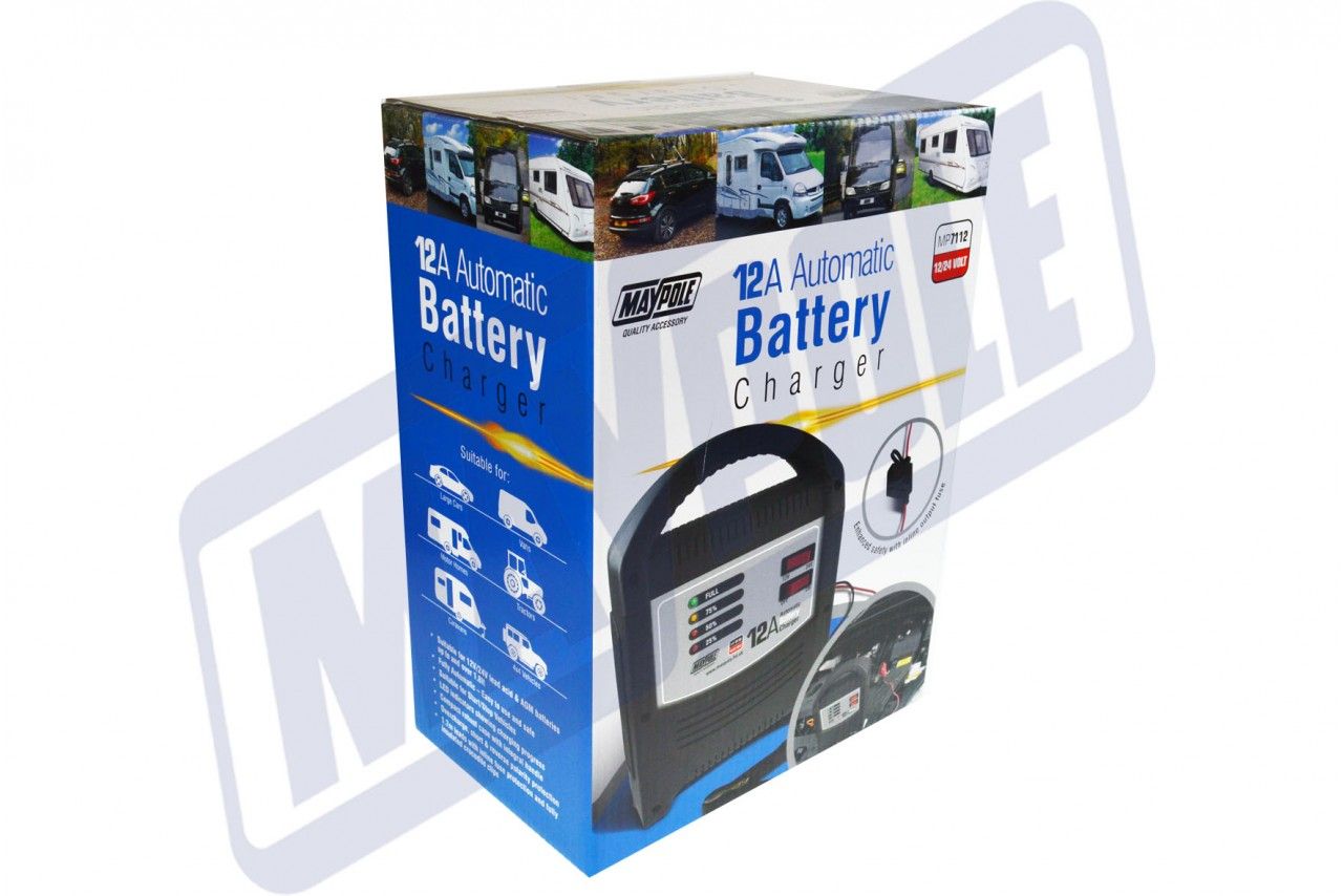 Maypole 12A 12/24V LED AUTOMATIC BATTERY CHARGER MP7112 KAMPA Dometic, Dorema, Isabella